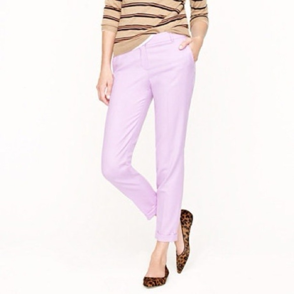 J Crew Wool Cafe Capri Lilac Trousers Size 6 NWT